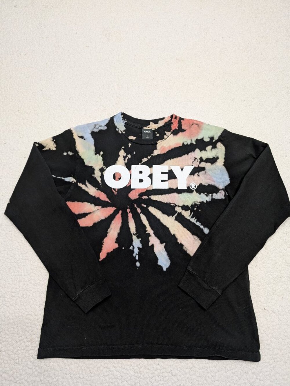 Obey Tie Dye Graphic Tee Small Streetwear Logo Shirt
